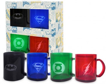 Set di 4 tazze translucenti Supereroi Dc Comics