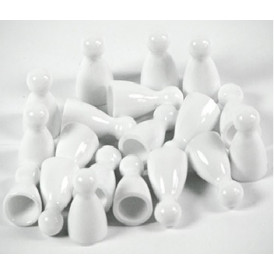 10 Pedine con Testa per Giochi da Tavolo - Bianche (E-raptor)